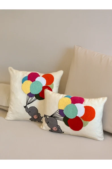 Medi Home Dekoratif Motifli El Yapımı Panç Kırlent Kılıfı ürün görseli 1