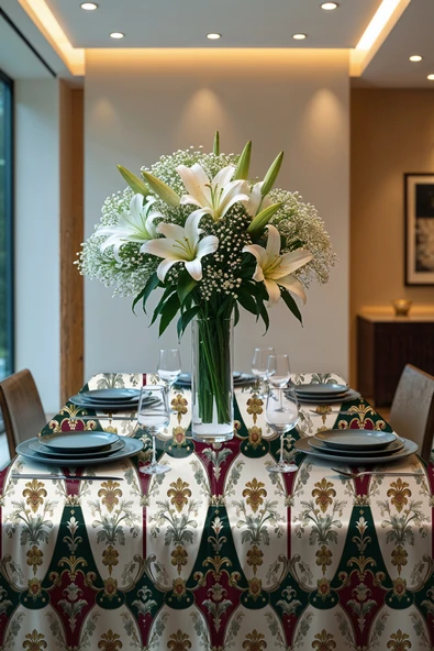 Medi Home Exclusive Series Luxe Kadife Dokulu Dertsiz Masa Örtüsü - Resim 3