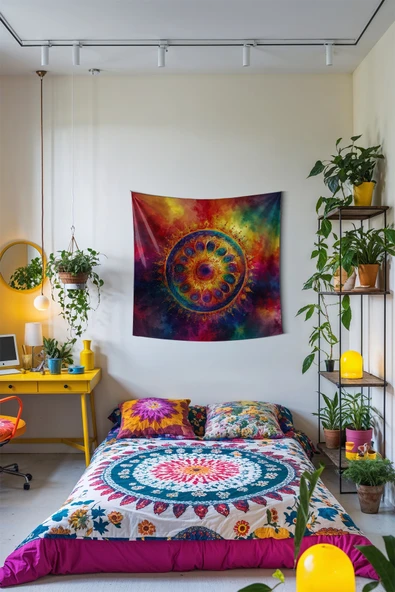 Medi Home NEXUS MANDALA DUVAR HALISI DUVAR ÖRTÜSÜ TAPESTRY - Resim 2