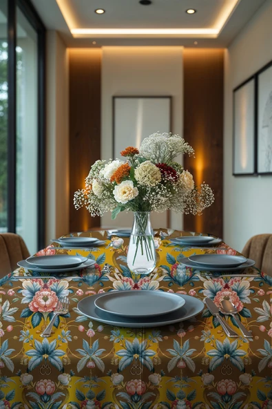 Medi Home Exclusive Series Zenıth Kadife Dokulu Dertsiz Masa Örtüsü - Resim 2