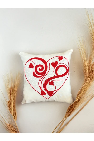 Medi Home Kalp Motifli El Yapımı Panç Kırlent Kılıfı - Resim 2