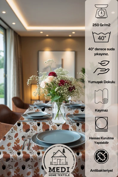 Medi Home Exclusive Series Ray Kadife Dokulu Dertsiz Masa Örtüsü - Resim 3