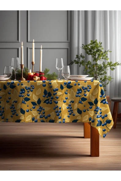 Medi Home Yılbaşı Blueberry Dalları Masa Örtüsü ürün görseli 1