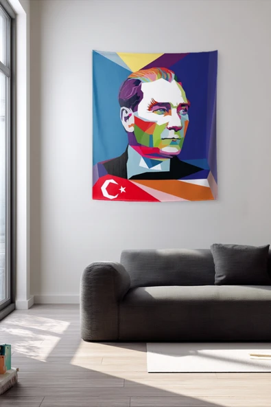 Medi Home Mustafa Kemal Atatürk Duvar Halısı Duvar Örtüsü - Resim 3