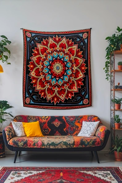 Medi Home STARLIGHT MANDALA DUVAR HALISI DUVAR ÖRTÜSÜ TAPESTRY ürün görseli 1