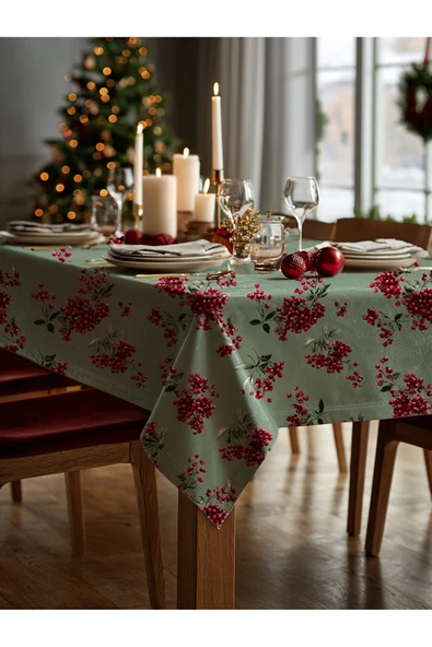 Medi Home Yılbaşı Kış Çileği Masa Örtüsü - Resim 2