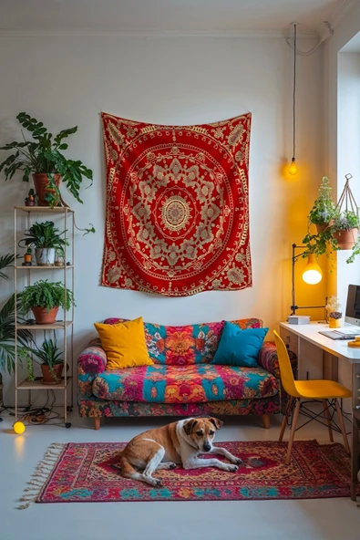 Medi Home BLOOM MANDALA DUVAR HALISI DUVAR ÖRTÜSÜ TAPESTRY ürün görseli 1
