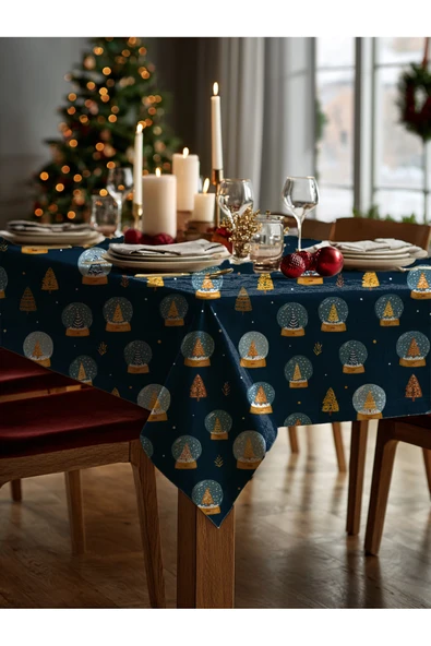 Medi Home Yılbaşı Mini Kar Küreleri Masa Örtüsü - Resim 3