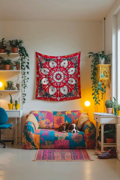 Medi Home TULIP MANDALA DUVAR HALISI DUVAR ÖRTÜSÜ TAPESTRY - Resim 2