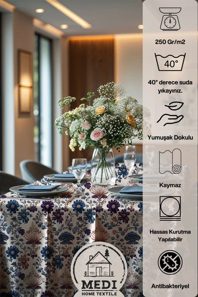 Medi Home Exclusive Series Velvet Kadife Dokulu Dertsiz Masa Örtüsü - Resim 4