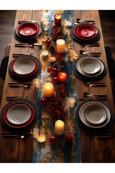 Medi Home Yılbaşı Coastal Mist Soyut Fırça Desenli Runner – Bej & Mavi Tonları - Resim 8