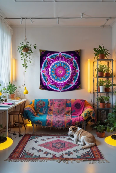 Medi Home ORNATE MANDALA DUVAR HALISI DUVAR ÖRTÜSÜ TAPESTRY - Resim 2