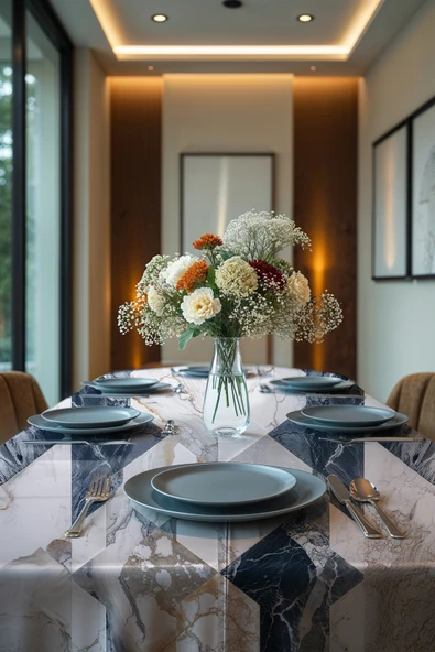 Medi Home Exclusive Series Wıllora Kadife Dokulu Dertsiz Masa Örtüsü - Resim 2