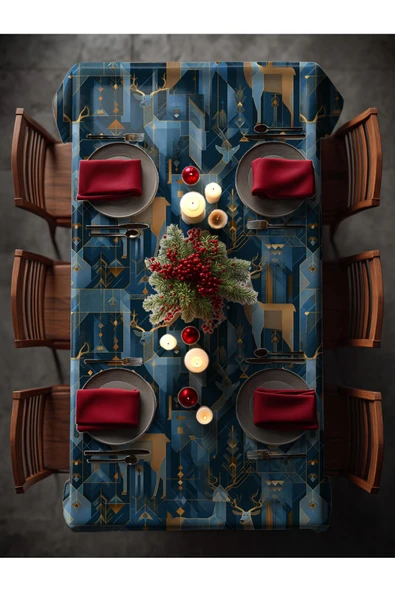 Medi Home Yılbaşı Gece Parıltısı Yıldız Masa Örtüsü - Resim 2