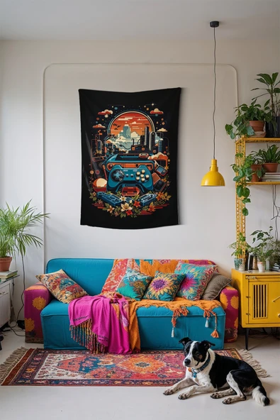 Medi Home Joystick Duvar Halısı Duvar Örtüsü - Resim 2