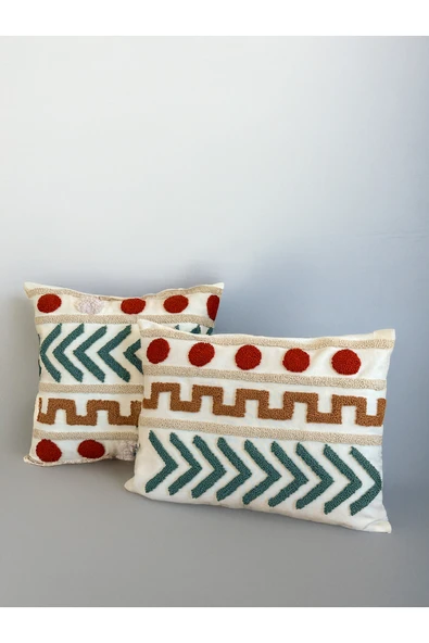 Medi Home Dekoratif Motifli El Yapımı Panç Kırlent Kılıfı - Resim 2
