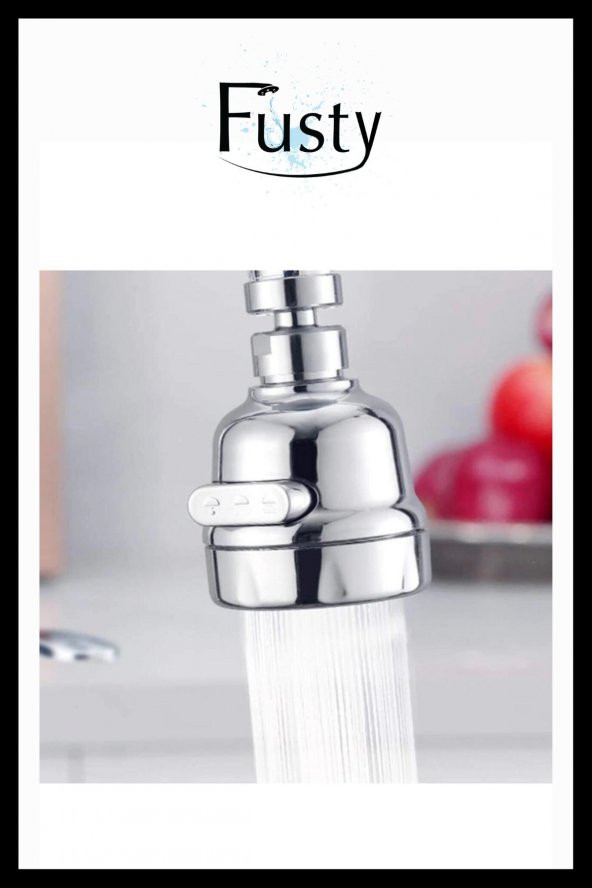 Krom 3 Fonksiyonlu Basınçlı Mutfak Lavabo Başlığı 360 Derece Döner Musluk Ucu Püskürtme Başlığı - Resim 3