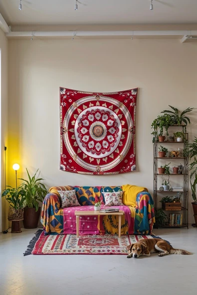 Medi Home FROST MANDALA DUVAR HALISI DUVAR ÖRTÜSÜ TAPESTRY ürün görseli 1