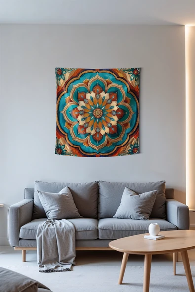 Medi Home VORTEX MANDALA DUVAR HALISI DUVAR ÖRTÜSÜ TAPESTRY ürün görseli 1