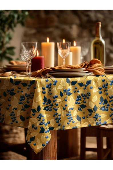 Medi Home Yılbaşı Blueberry Dalları Masa Örtüsü - Resim 2
