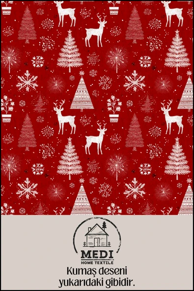 Medi Home Yılbaşı Kırmızı Geyikli Deseni Runner - Resim 3