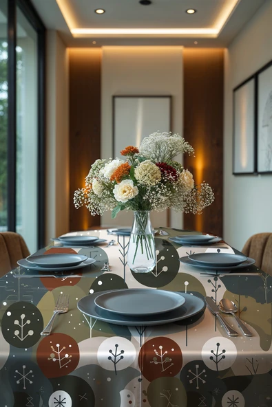 Medi Home Exclusive Series Wıster Kadife Dokulu Dertsiz Masa Örtüsü - Resim 3