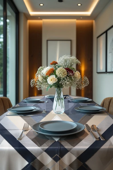 Medi Home Exclusive Series Horizon Kadife Dokulu Dertsiz Masa Örtüsü - Resim 2