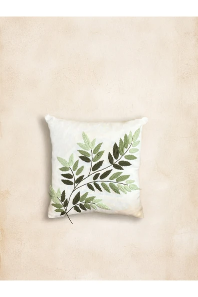 Medi Home Yaprak Motifli El Yapımı Panç Kırlent Kılıfı ürün görseli 1