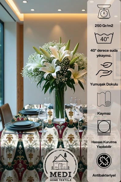 Medi Home Exclusive Series Luxe Kadife Dokulu Dertsiz Masa Örtüsü - Resim 4