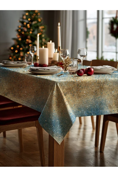 Medi Home Yılbaşı Altın Işıltı Deseni Masa Örtüsü - Resim 3