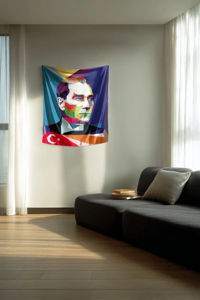 Medi Home Mustafa Kemal Atatürk Duvar Halısı Duvar Örtüsü - Resim 2