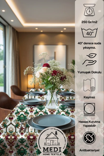 Medi Home Exclusive Series Sapphıre Kadife Dokulu Dertsiz Masa Örtüsü - Resim 4