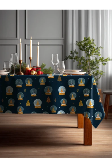 Medi Home Yılbaşı Mini Kar Küreleri Masa Örtüsü ürün görseli 1