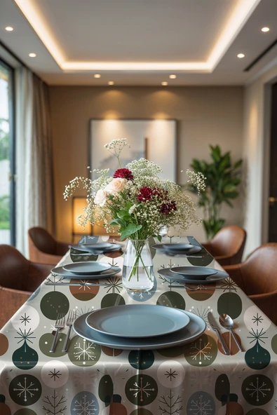 Medi Home Exclusive Series Snowra Kadife Dokulu Dertsiz Masa Örtüsü - Resim 3