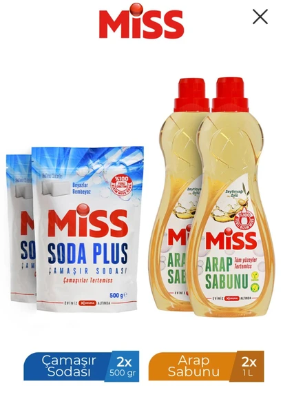 Miss Arap Sabunu 1 L X 2 Adet Soda Plus 500 gr X 2 Adet ürün görseli 1