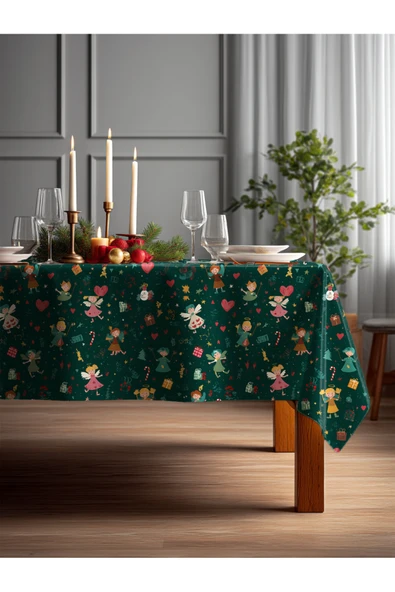 Medi Home Yılbaşı Neşeli Figürler Deseni Masa Örtüsü ürün görseli 1