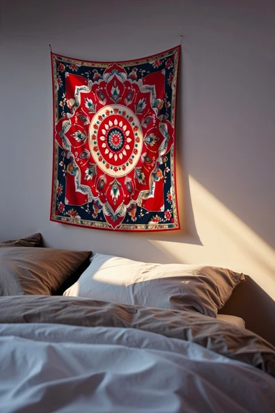 Medi Home OBSIDIAN MANDALA DUVAR HALISI DUVAR ÖRTÜSÜ TAPESTRY - Resim 2