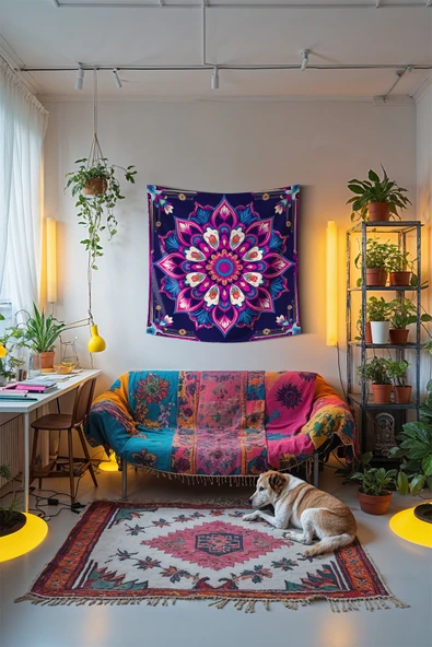 Medi Home DUSK MANDALA DUVAR HALISI DUVAR ÖRTÜSÜ TAPESTRY - Resim 2