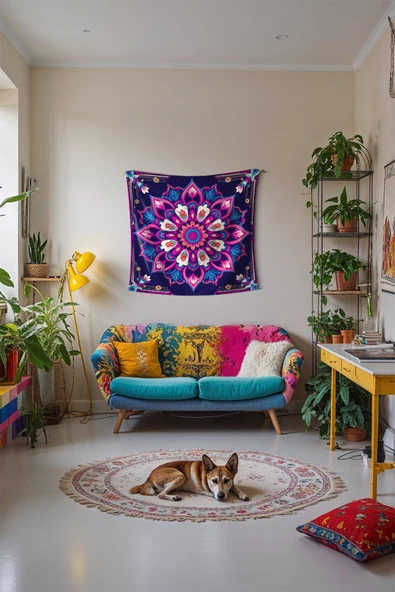 Medi Home DUSK MANDALA DUVAR HALISI DUVAR ÖRTÜSÜ TAPESTRY ürün görseli 1