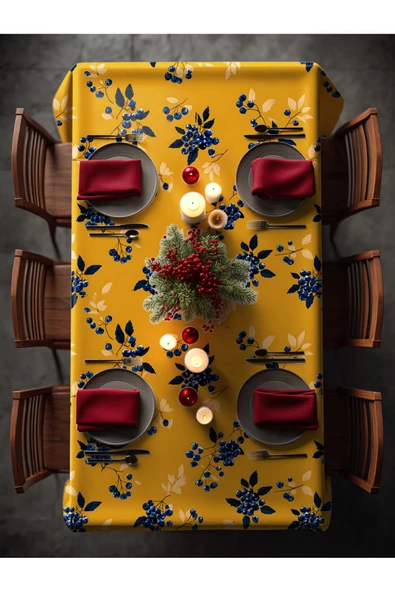 Medi Home Yılbaşı Altın Berry Dalları Masa Örtüsü - Resim 2