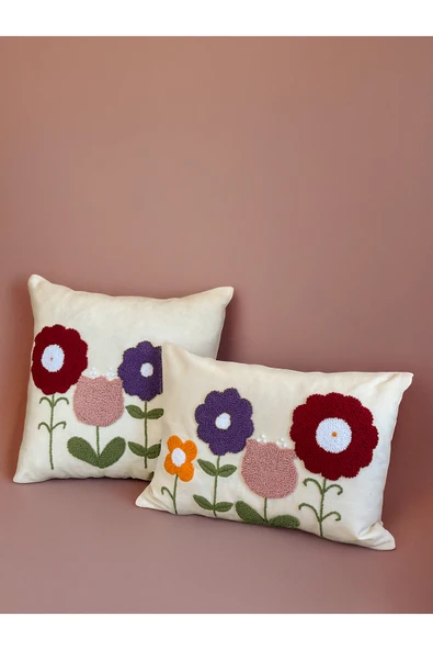 Medi Home Papatya Motifli El Yapımı Panç Kırlent Kılıfı - Resim 2