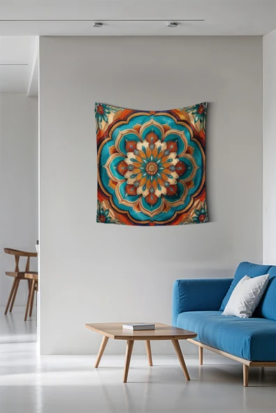 Medi Home VORTEX MANDALA DUVAR HALISI DUVAR ÖRTÜSÜ TAPESTRY - Resim 2