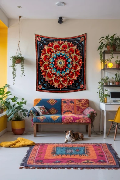 Medi Home STARLIGHT MANDALA DUVAR HALISI DUVAR ÖRTÜSÜ TAPESTRY - Resim 2