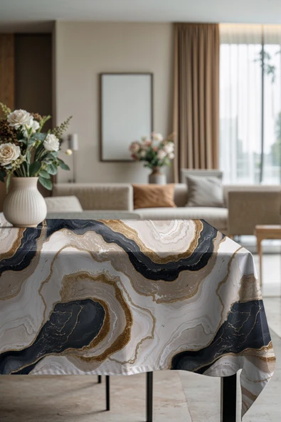 Medi Home Exclusive Series Solıs Kadife Dokulu Dertsiz Masa Örtüsü - Resim 2