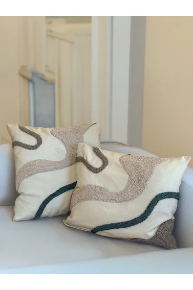 Medi Home Dekoratif Motifli El Yapımı Panç Kırlent Kılıfı - Resim 2