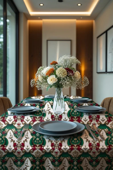 Medi Home Exclusive Series Lux.kadife Dokulu Dertsiz Masa Örtüsü - Resim 3