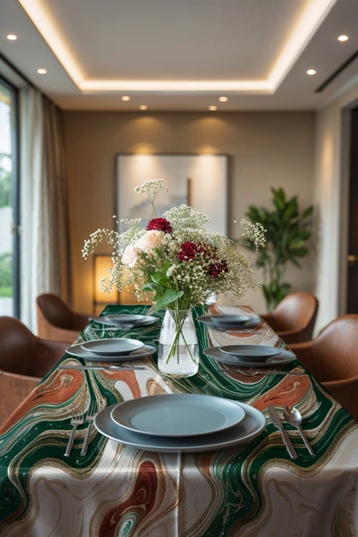 Medi Home Exclusive Series Sılken Kadife Dokulu Dertsiz Masa Örtüsü - Resim 3