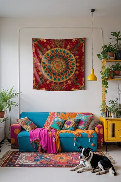 Medi Home AURORA MANDALA DUVAR HALISI DUVAR ÖRTÜSÜ TAPESTRY ürün görseli 1