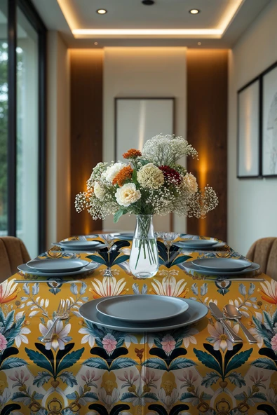 Medi Home Exclusive Series Solara Kadife Dokulu Dertsiz Masa Örtüsü - Resim 3