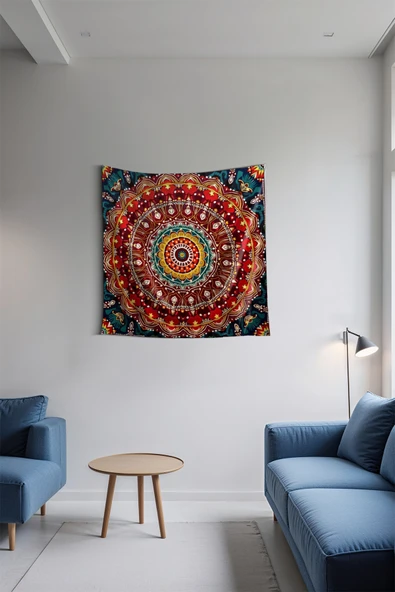 Medi Home LUM MANDALA DUVAR HALISI DUVAR ÖRTÜSÜ TAPESTRY - Resim 2